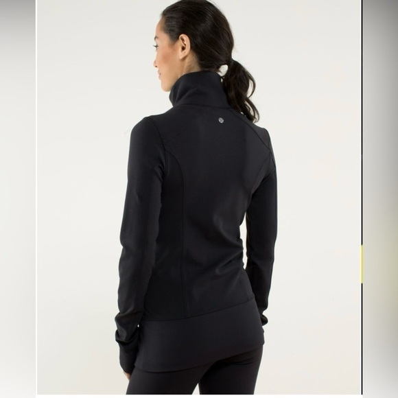 Lululemon | Nice | Asana Jacket | Black / Pow Stripe Split Pea | Thumb Holes | 2 - Picture 2 of 9
